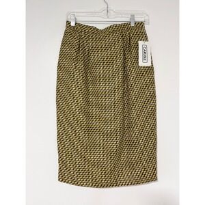 NEW Carlisle Vintage 100% Wool Chevron Pencil Skirt Yellow Black Zig Zag Size 8